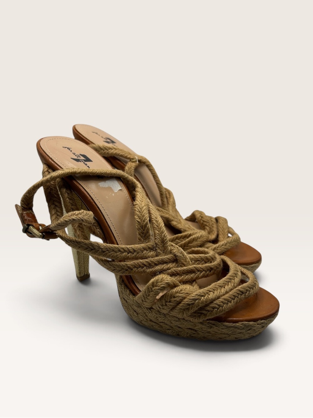 7 For all Mankind Rope sandals open toe 4 inch heel coastal boho hippie size 9M
